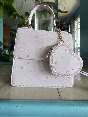 Cream Customized Top-Handle Bag with Heart Coin Purse